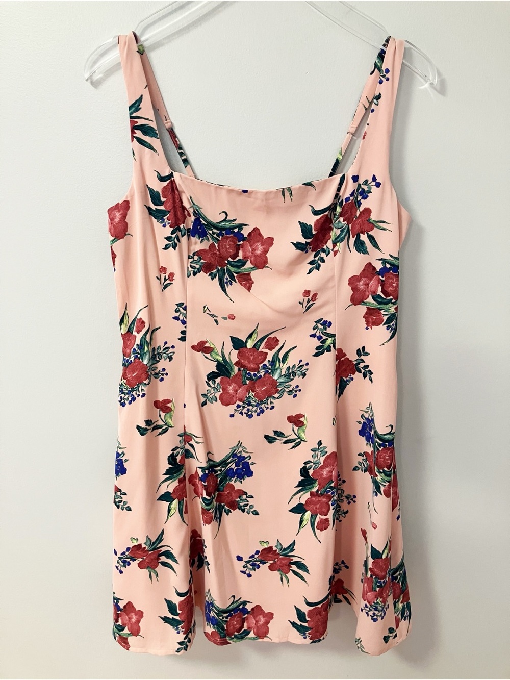 Abercrombie & Fitch | Pink Floral Square Neck Flare Dress L Chic Feminine Spring